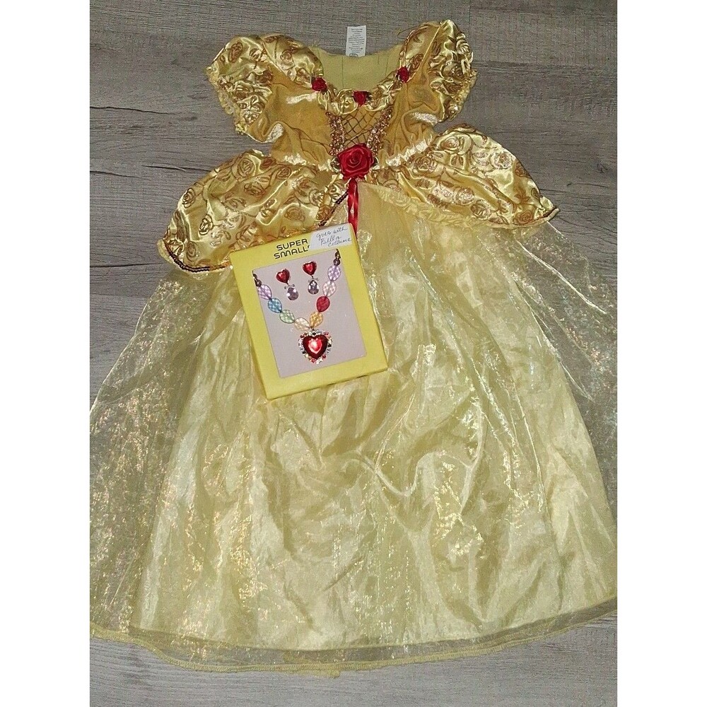 Belle Dress Up Costume with Necklace and Earrings